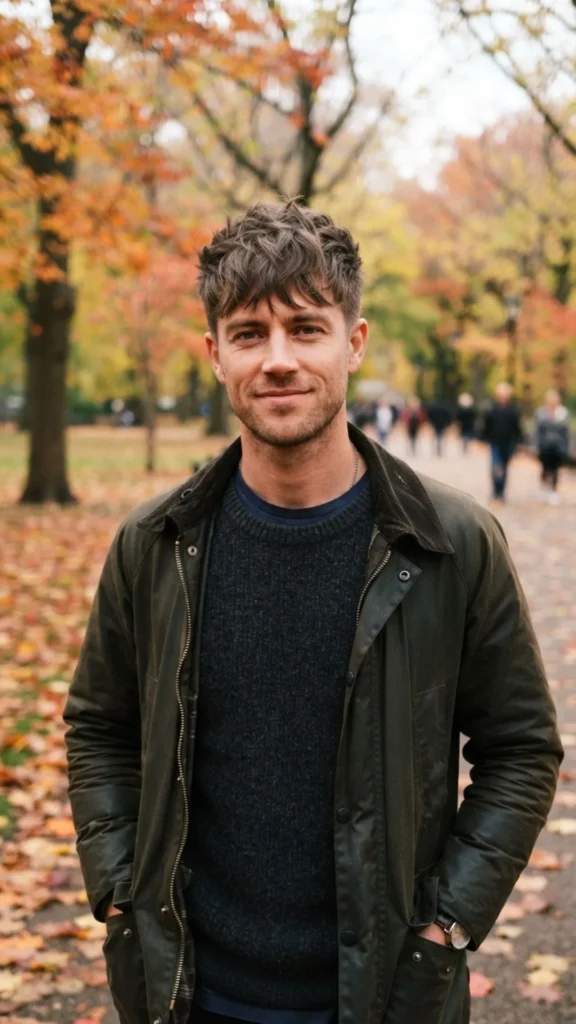 Messy medium crop haircut for men with relaxed textured styling.