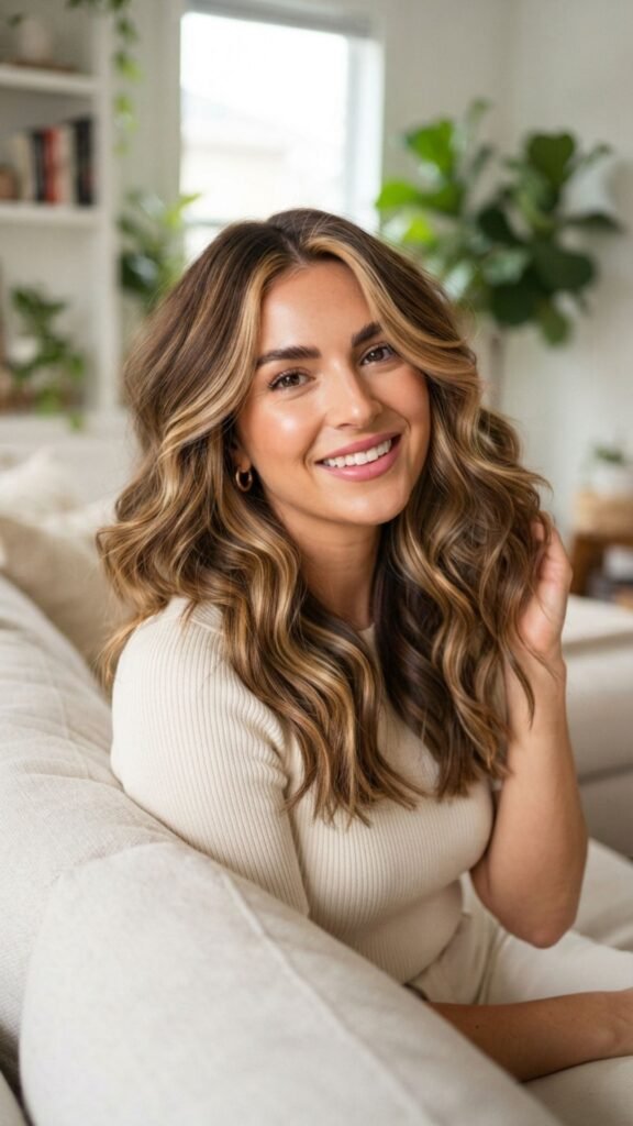 Bouncy waves with bright face-framing highlights.
