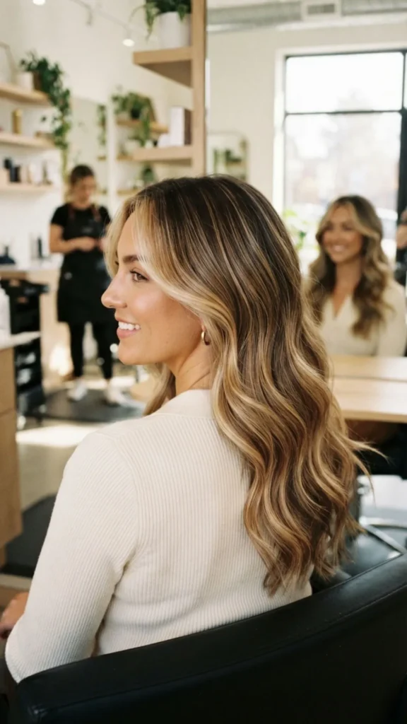 Multi-dimensional balayage creating soft, blended color and natural movement.
