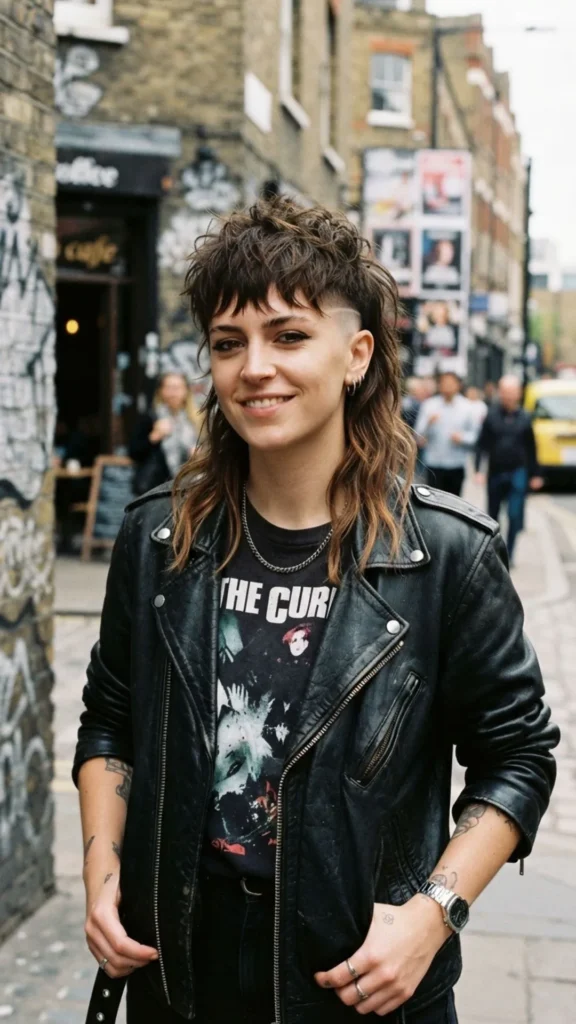 Textured mullet featuring choppy layers and a bold contemporary shape.
