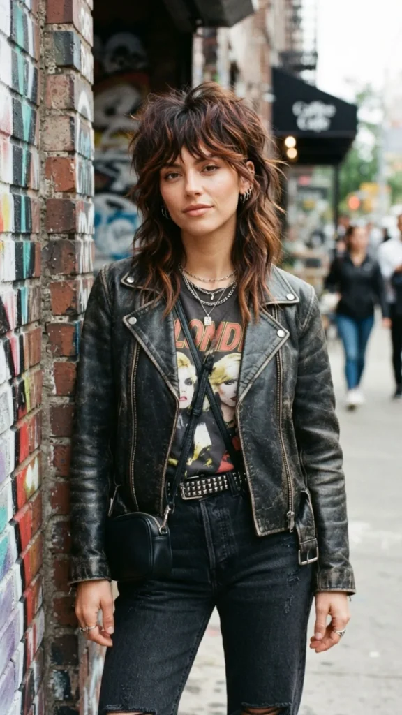 Layered wolf cut with choppy texture and a modern edgy finish.
