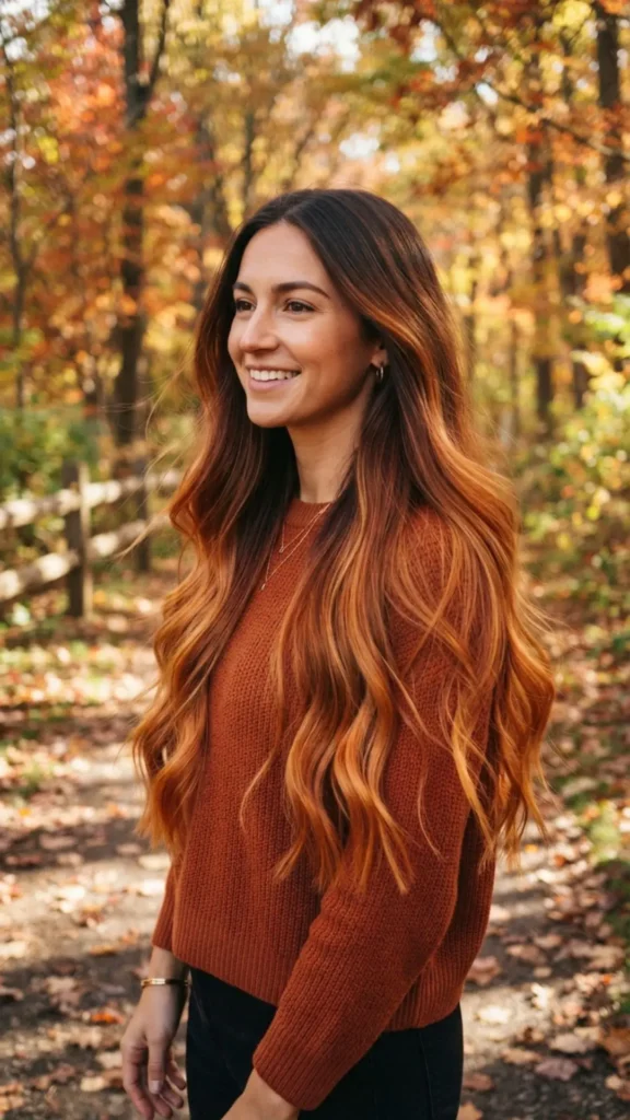 all-inspired long ombre hair with seamless seasonal color.
