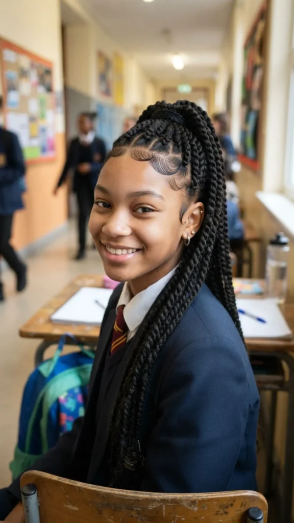 Flawless twists with sleek edges for a polished and stylish school look
