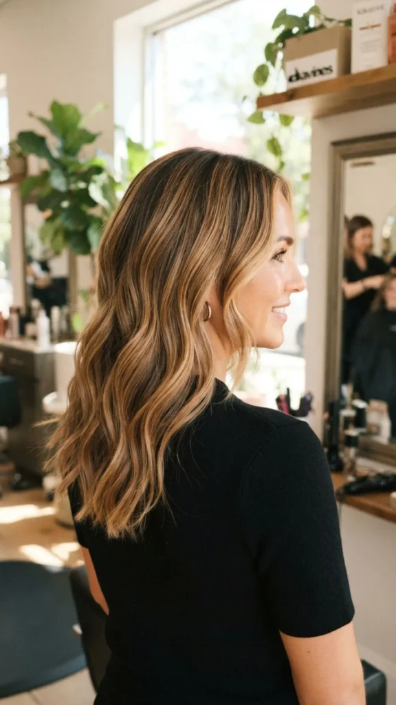 Golden balayage adding seamless dimension and natural-looking brightness.
