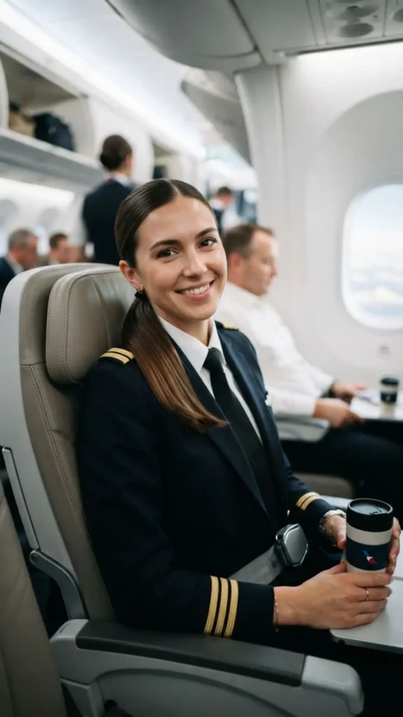 Low ponytail hairstyle for comfortable and effortless long-flight travel
