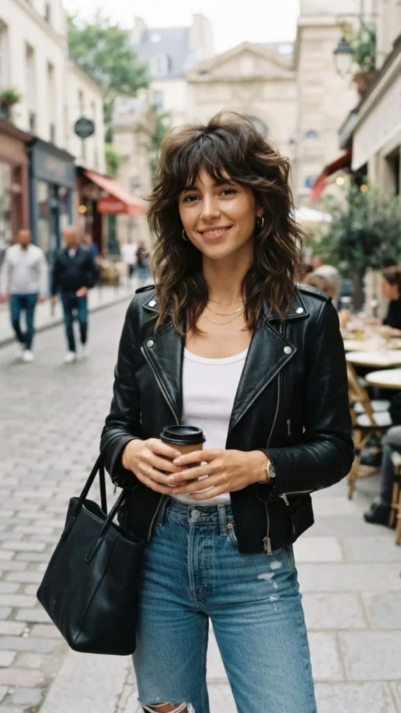 Modern shaggy layered haircut with a stylish textured finish.