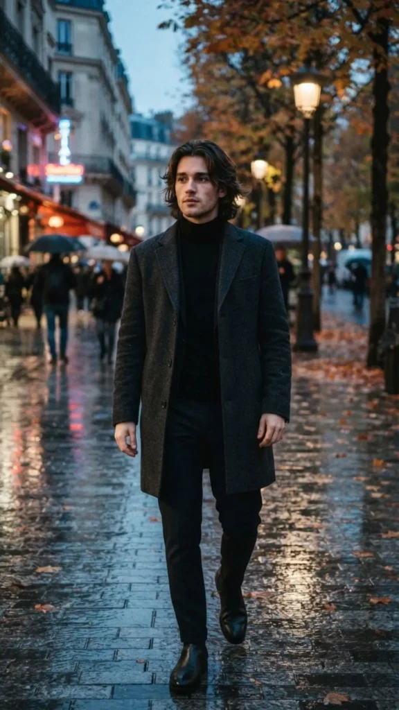 Modern medium curtain hairstyle for men with smooth natural flow.