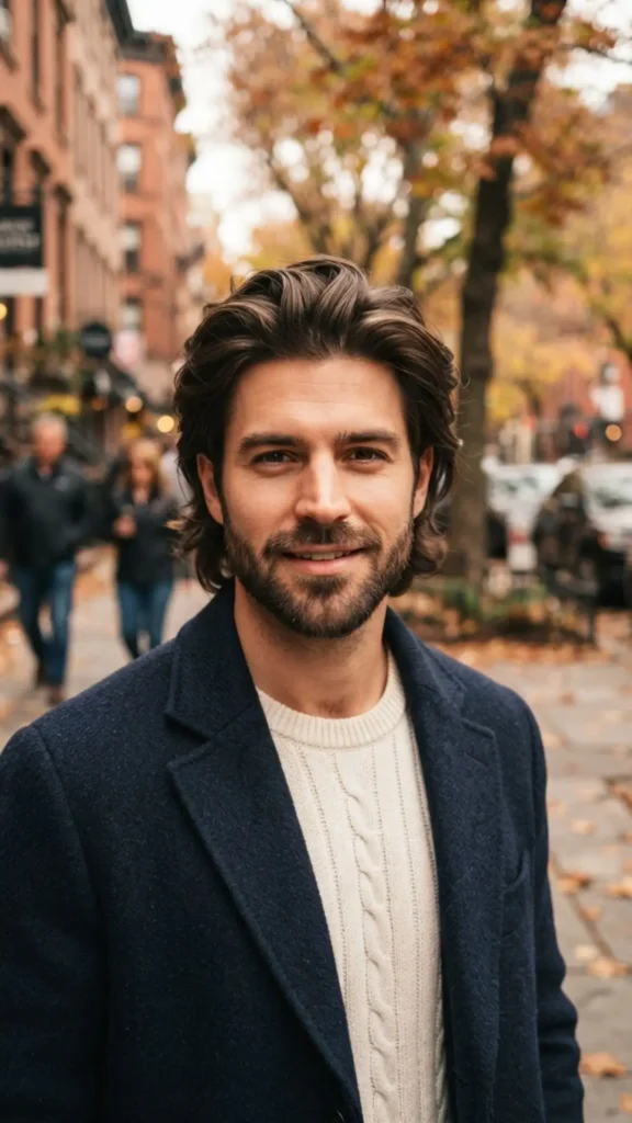 Modern medium haircut for men with forward styling and textured definition.