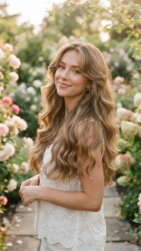  Long layered waves with soft, romantic movement and elegance.

