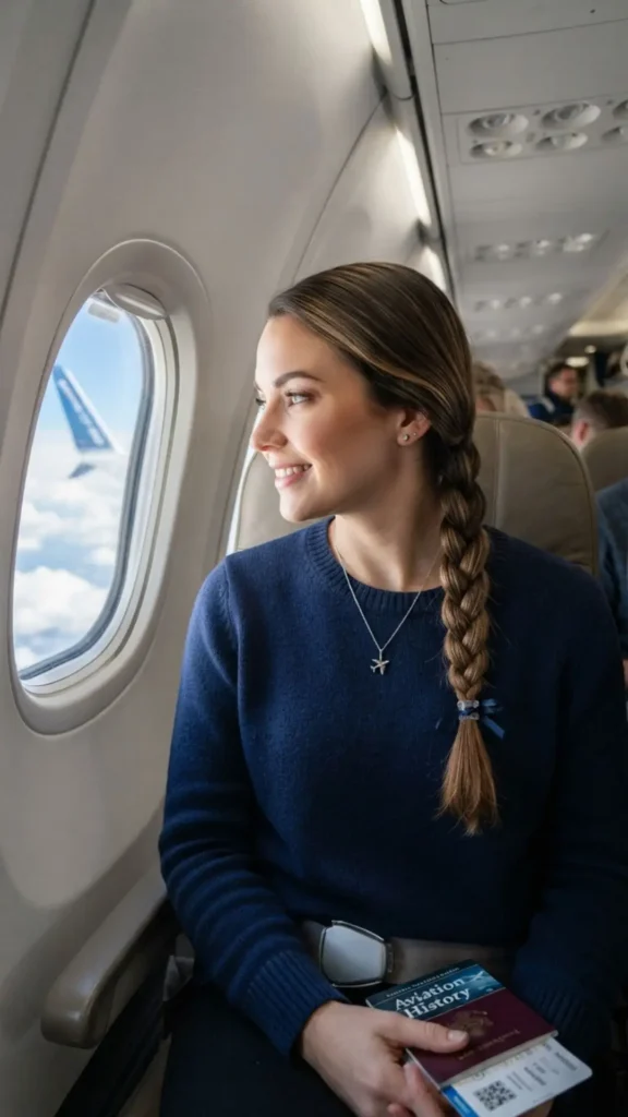 Simple three-strand braid for an easy, comfortable, and stylish airplane hairstyle
