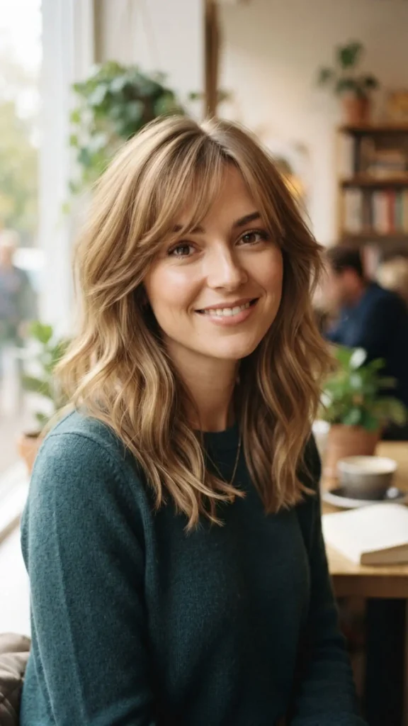 Soft layered hairstyle with natural-looking side bangs.