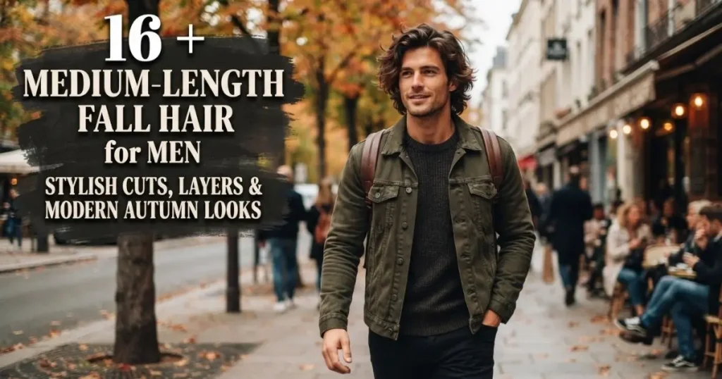 16+ stylish medium-length fall hair for men with modern layers, texture, and autumn-ready cuts.