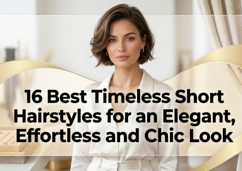 16 timeless short hairstyles featuring elegant bobs, pixie cuts, and chic layered styles.